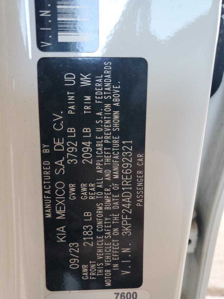 2024 Kia Forte Lx VIN: 3KPF24AD1RE692321 Lot: 68396765