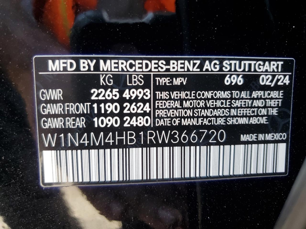 2024 Mercedes-Benz Glb 250 4Matic VIN: W1N4M4HB1RW366720 Lot: 70496685