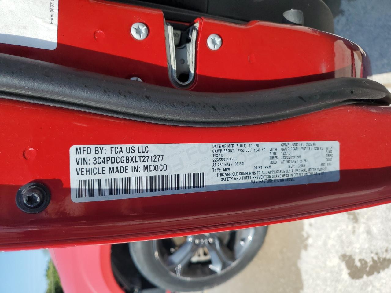 2020 Dodge Journey Crossroad VIN: 3C4PDCGBXLT271277 Lot: 66839215