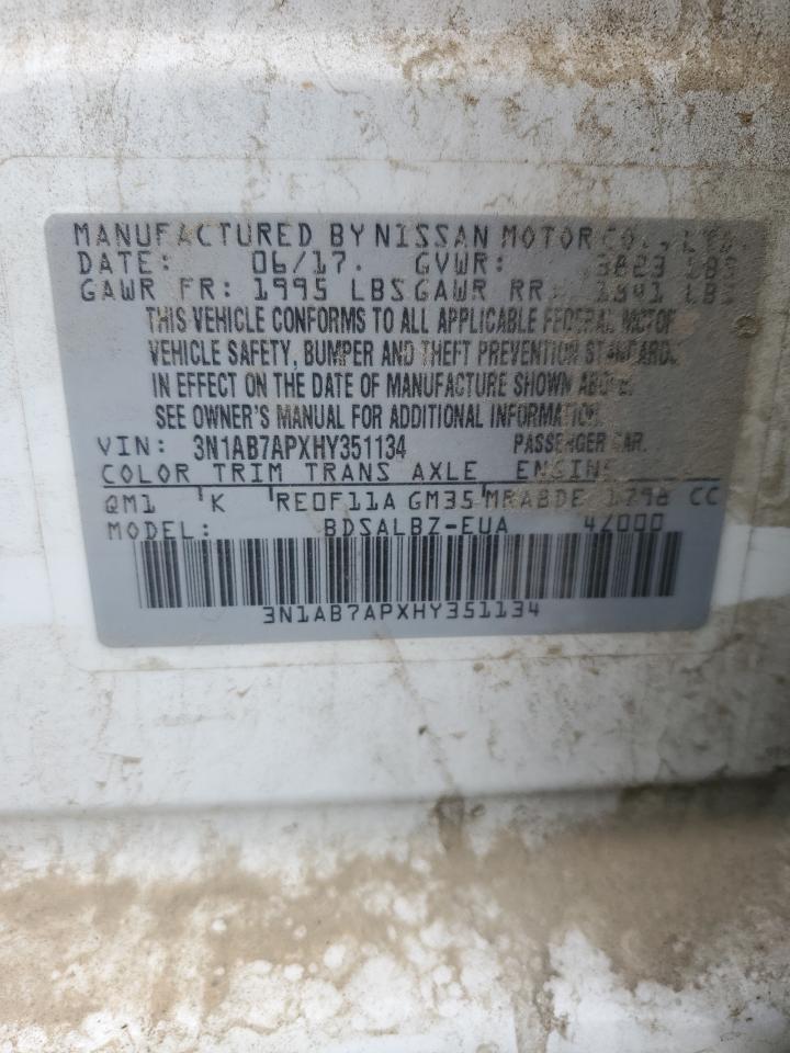 2017 Nissan Sentra S VIN: 3N1AB7APXHY351134 Lot: 67682715