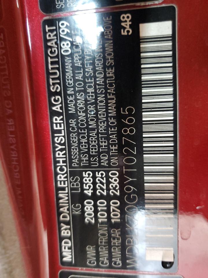 2000 Mercedes-Benz Clk 430 VIN: WDBLK70G9YT027865 Lot: 67628815