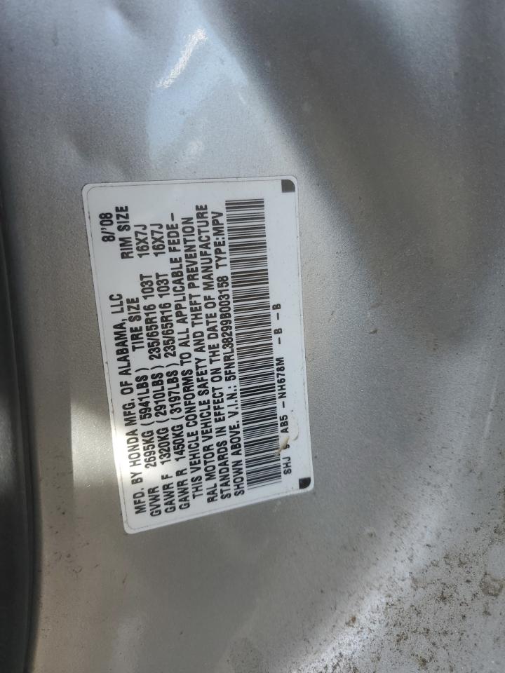 2009 Honda Odyssey Lx VIN: 5FNRL38299B003158 Lot: 70720485