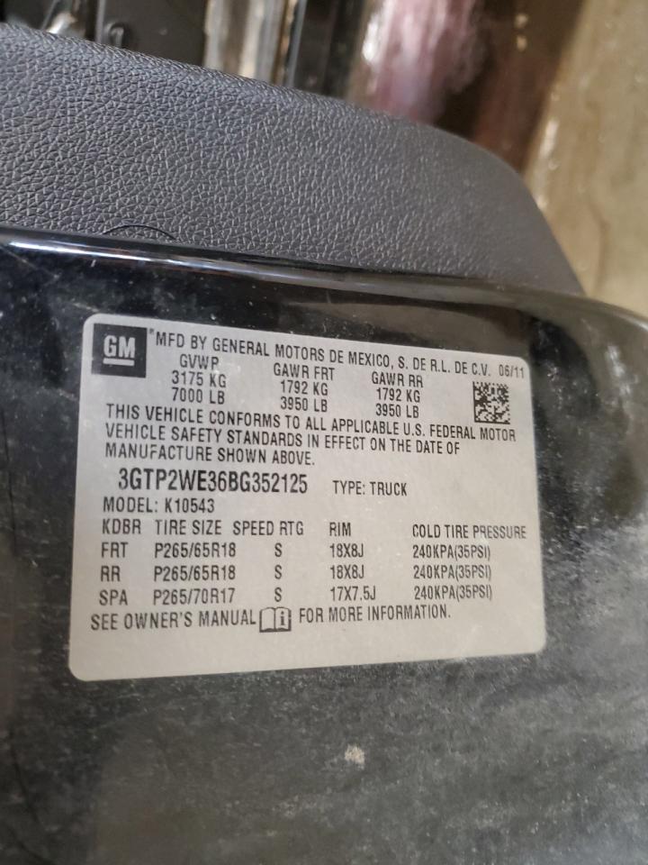 2011 GMC Sierra K1500 Slt VIN: 3GTP2WE36BG352125 Lot: 67394415