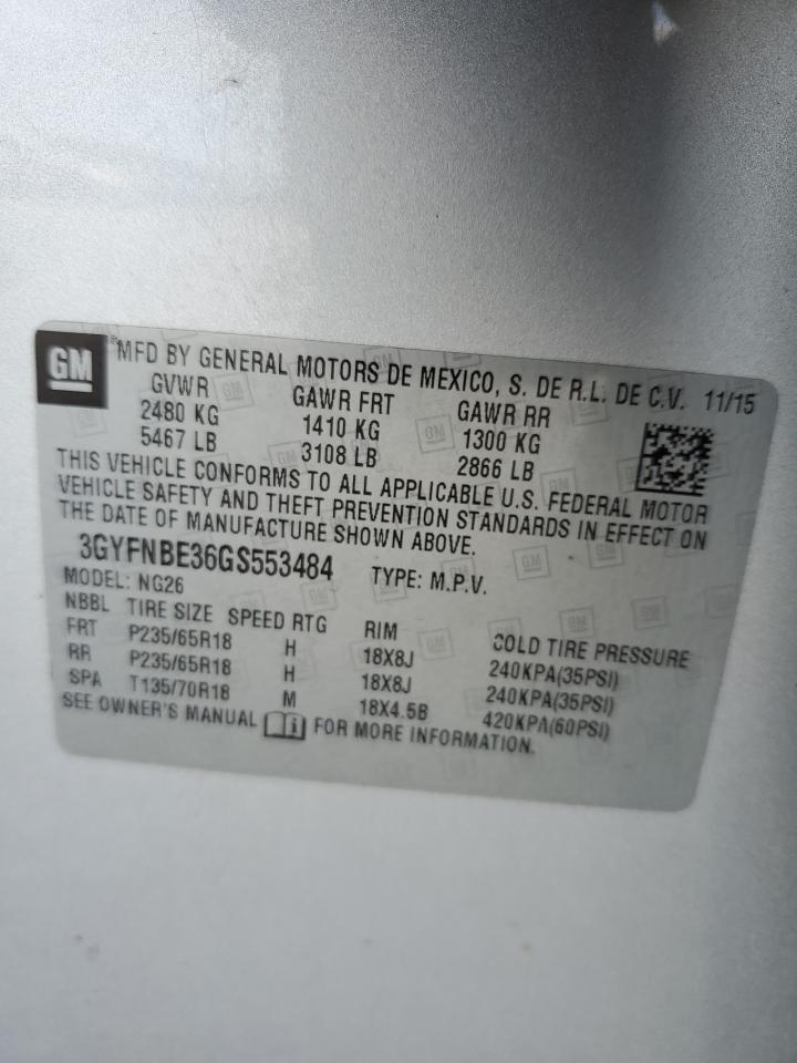 2016 Cadillac Srx Luxury Collection VIN: 3GYFNBE36GS553484 Lot: 67719575