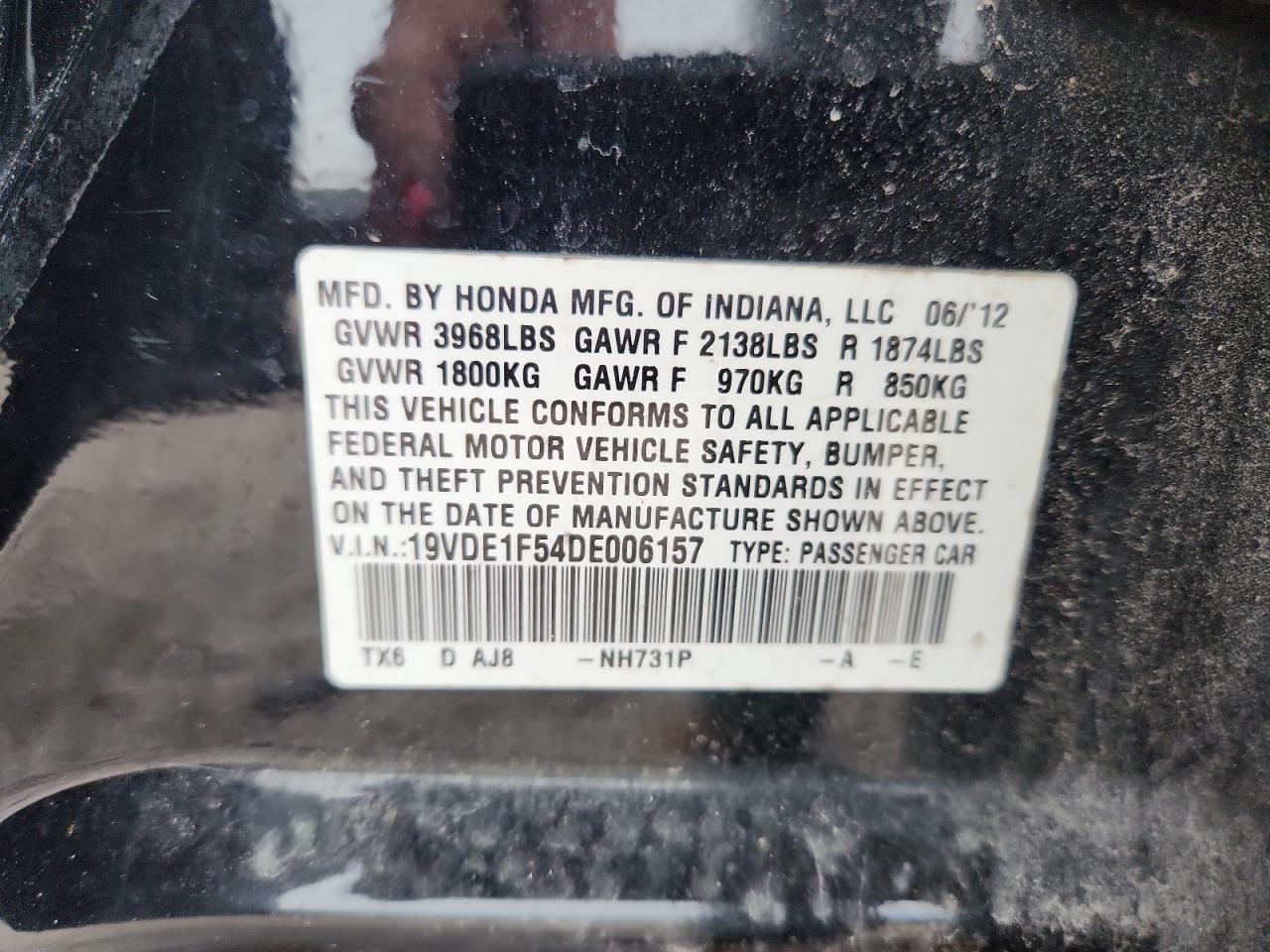 2013 Acura Ilx 20 Premium VIN: 19VDE1F54DE006157 Lot: 67369685