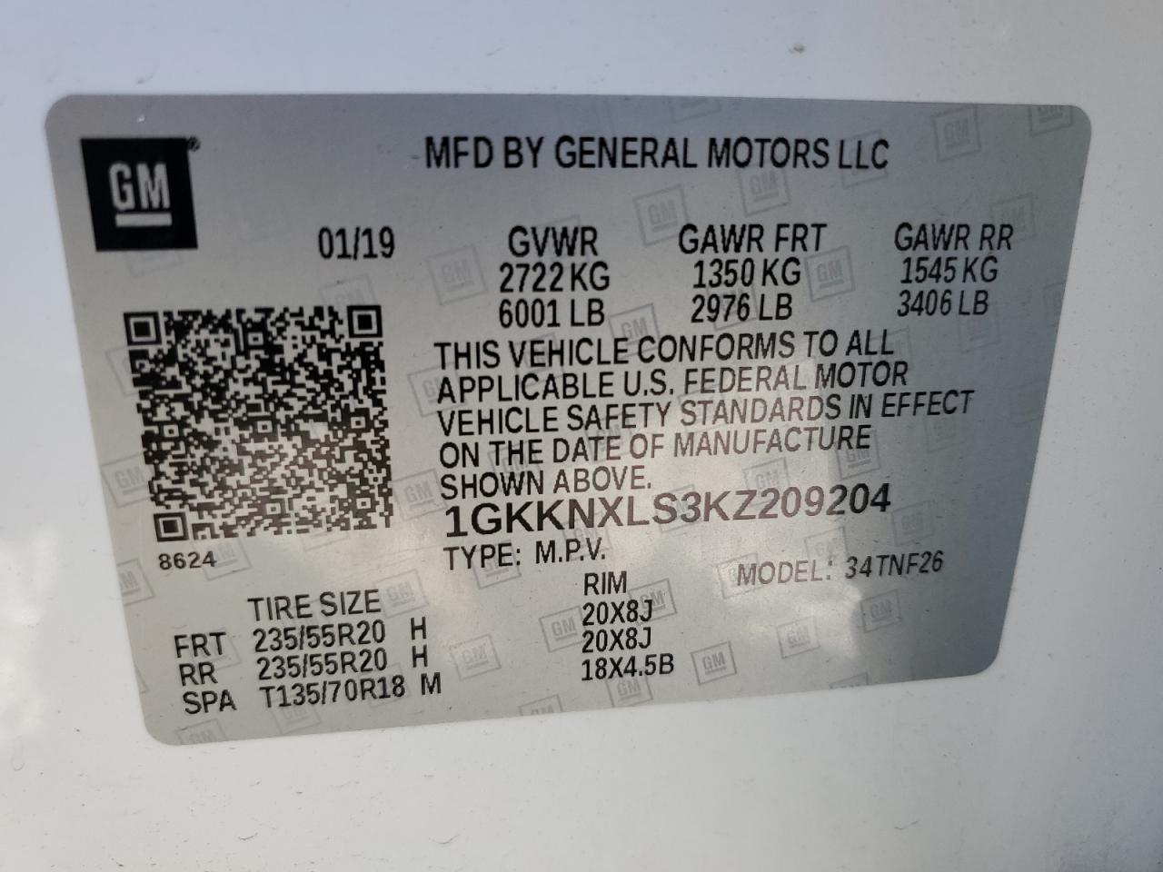2019 GMC Acadia Denali VIN: 1GKKNXLS3KZ209204 Lot: 69951795