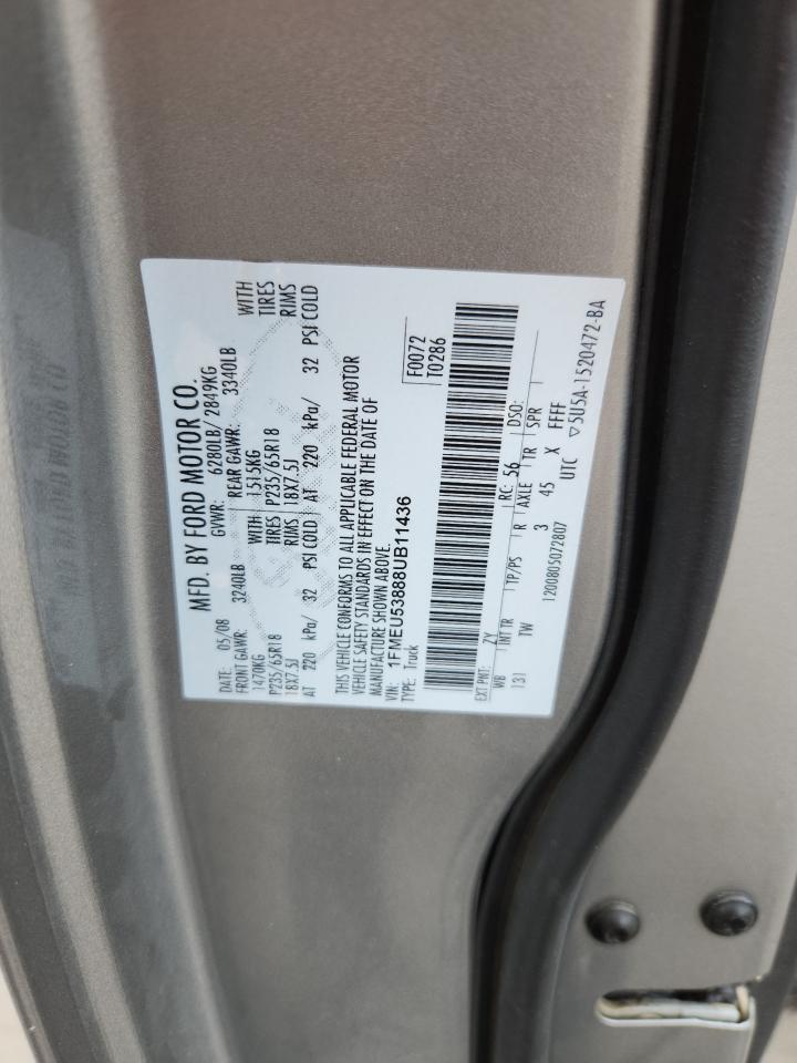 2008 Ford Explorer Sport Trac Limited VIN: 1FMEU53888UB11436 Lot: 68743555