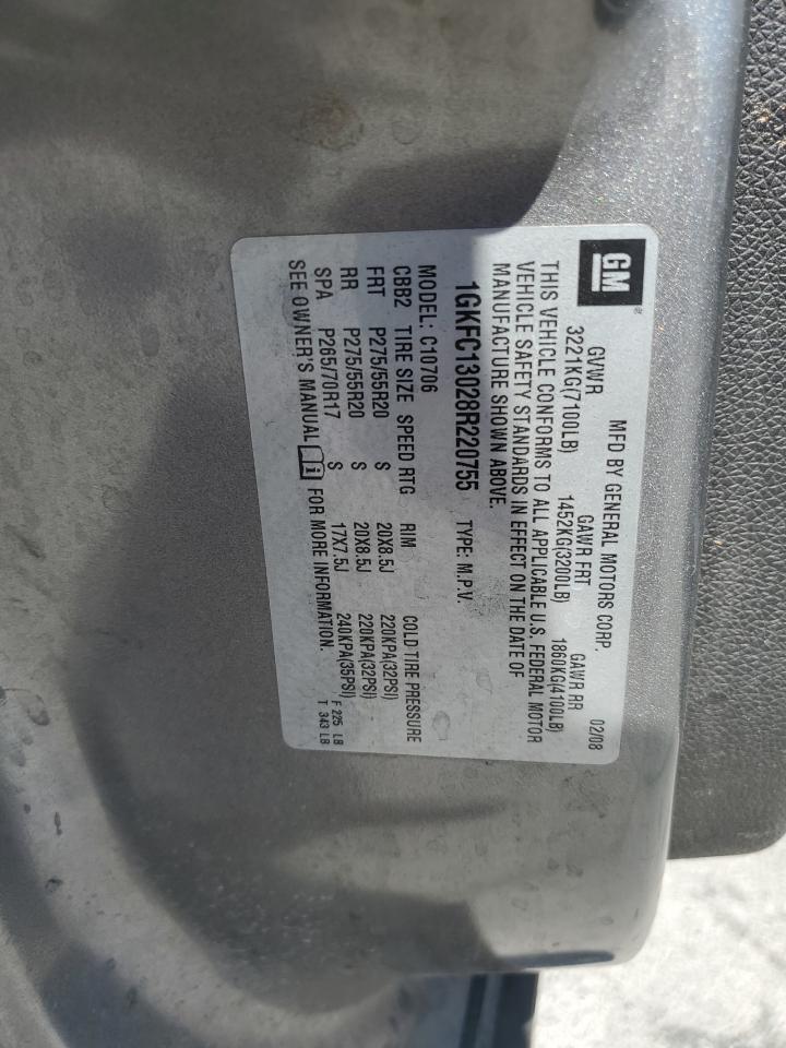 2008 GMC Yukon VIN: 1GKFC13028R220755 Lot: 67258595