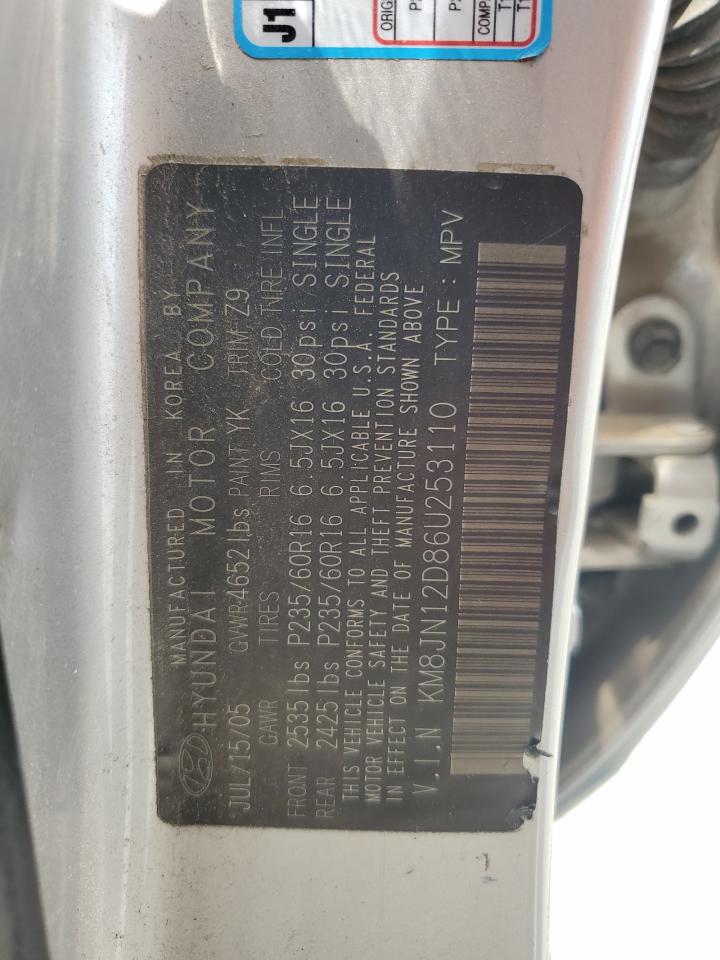 2006 Hyundai Tucson Gls VIN: KM8JN12D86U253110 Lot: 67241655