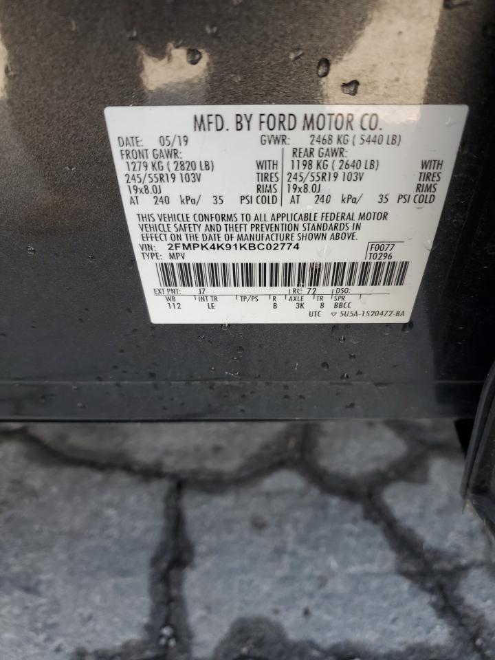 2019 Ford Edge Titanium VIN: 2FMPK4K91KBC02774 Lot: 66696105