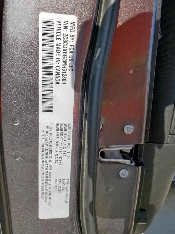 2021 Dodge Charger Sxt VIN: 2C3CDXBG8MH612800 Lot: 68755145