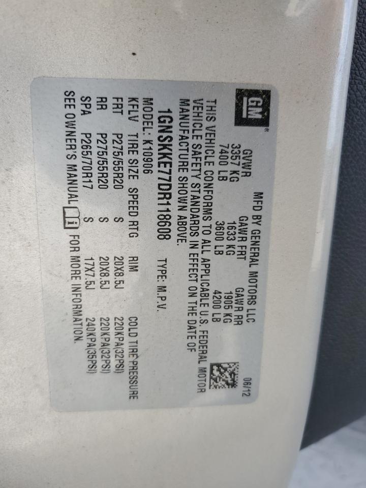 2013 Chevrolet Suburban K1500 Ltz VIN: 1GNSKKE77DR118608 Lot: 68524285