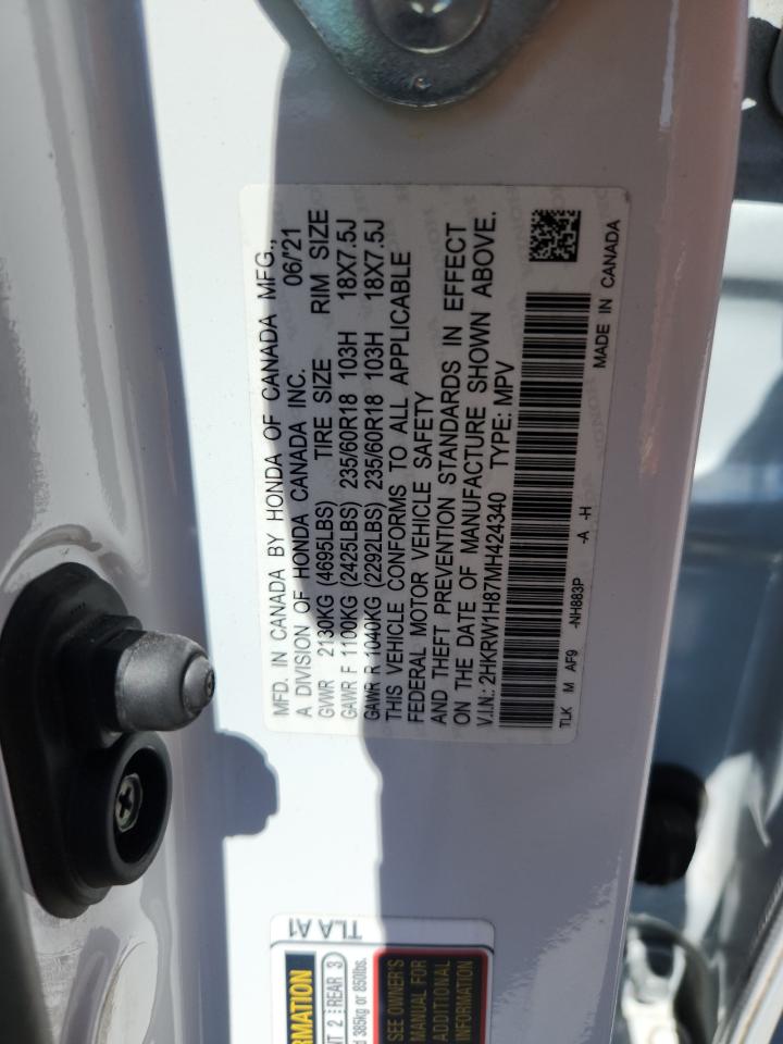 2021 Honda Cr-V Exl VIN: 2HKRW1H87MH424340 Lot: 70144355
