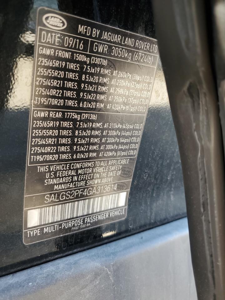 SALGS2PF4GA313614 2016 Land Rover Range Rover Hse