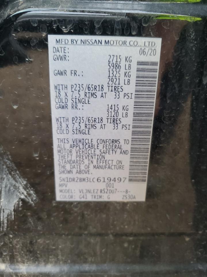 2020 Nissan Pathfinder Sv VIN: 5N1DR2BM3LC619497 Lot: 69517305