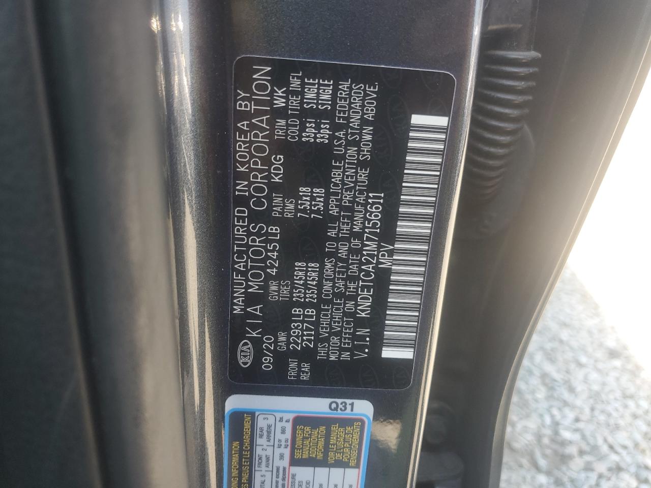 2021 Kia Seltos Sx VIN: KNDETCA21M7156611 Lot: 67652645