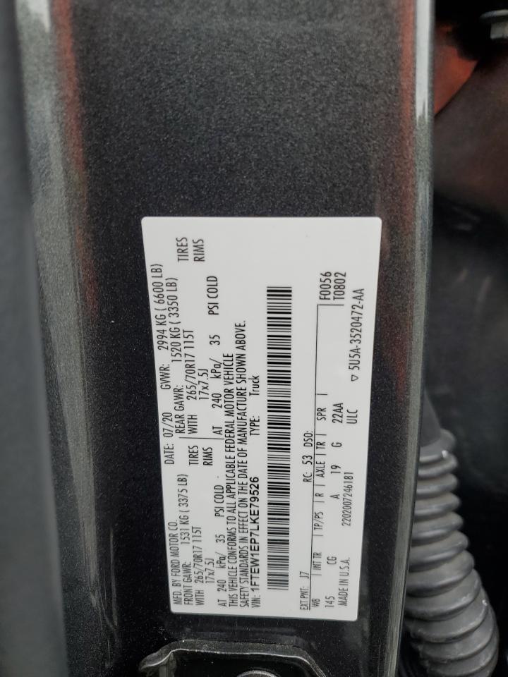 2020 Ford F150 Supercrew VIN: 1FTEW1EP7LKE79526 Lot: 66802735