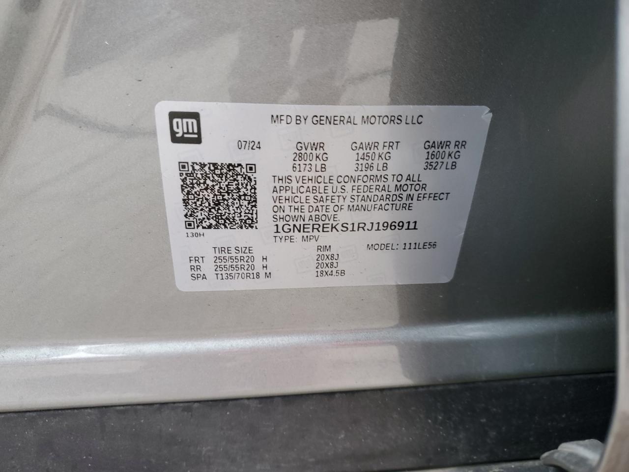 2024 Chevrolet Traverse Ls VIN: 1GNEREKS1RJ196911 Lot: 69068225