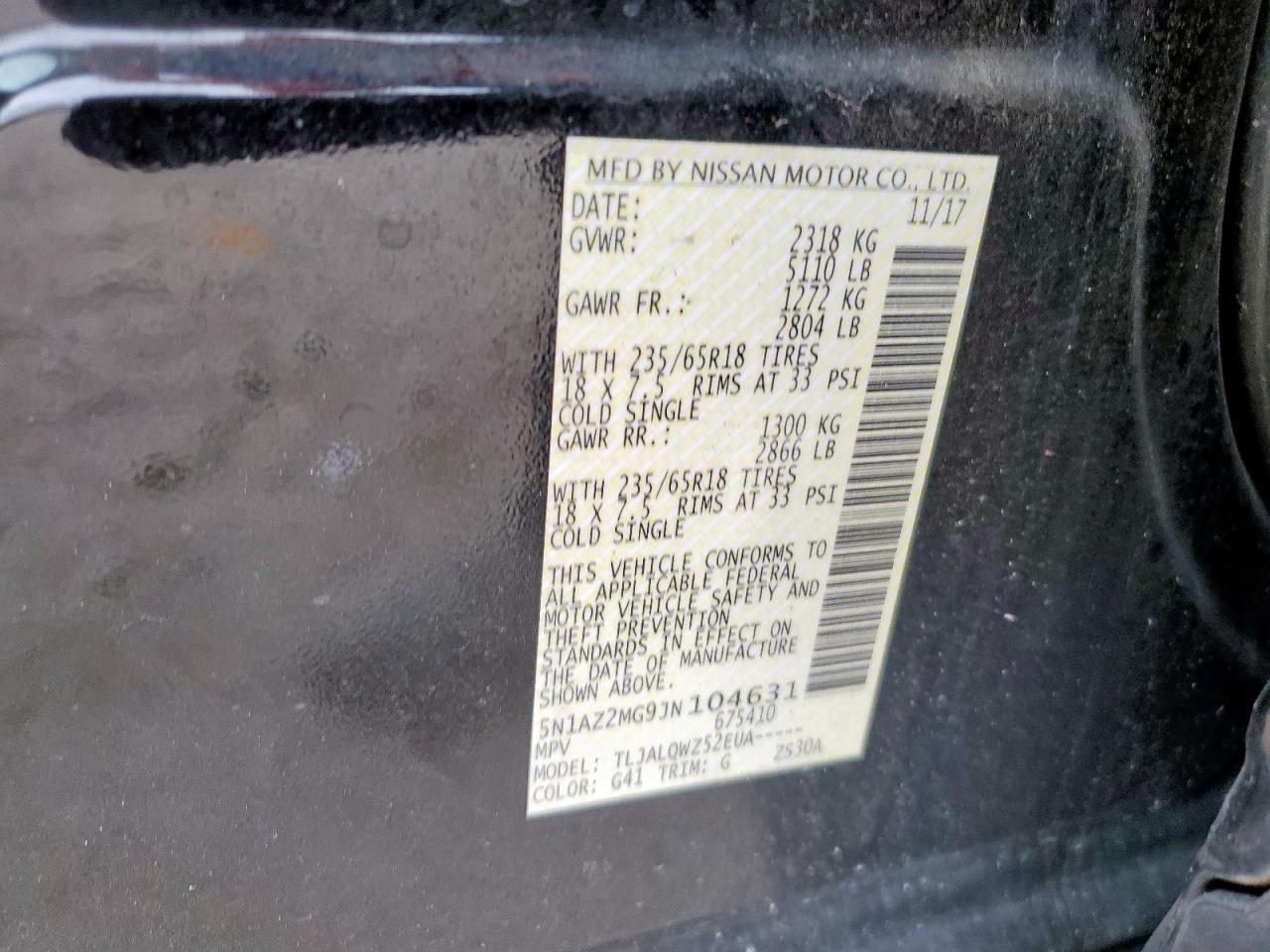 2018 Nissan Murano S VIN: 5N1AZ2MG9JN104631 Lot: 67091055