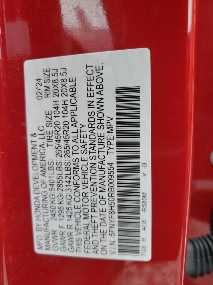 2024 Honda Passport Exl VIN: 5FNYF8H50RB009554 Lot: 67278705