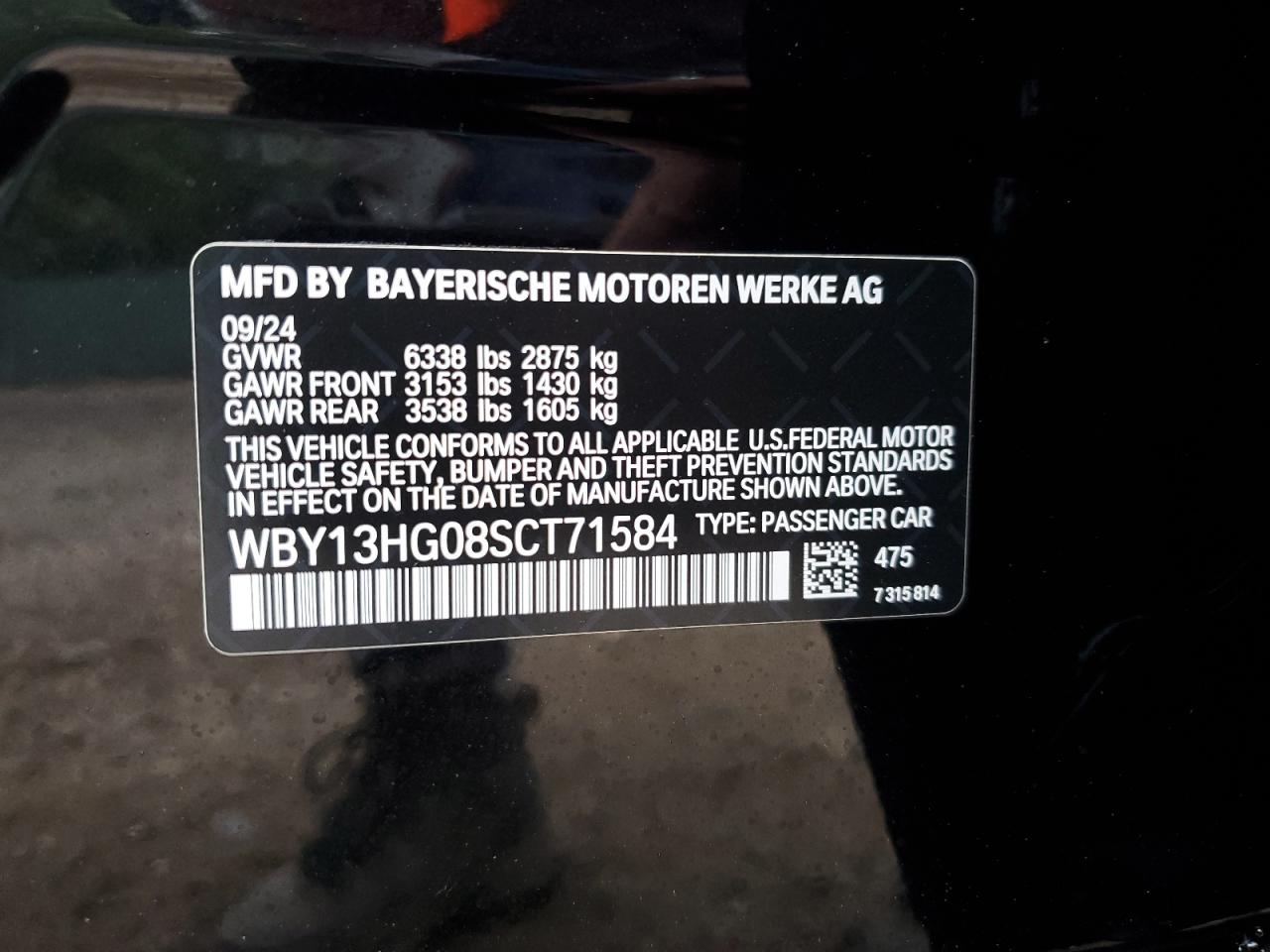 2025 BMW I5 xDrive 40 VIN: WBY13HG08SCT71584 Lot: 69273155