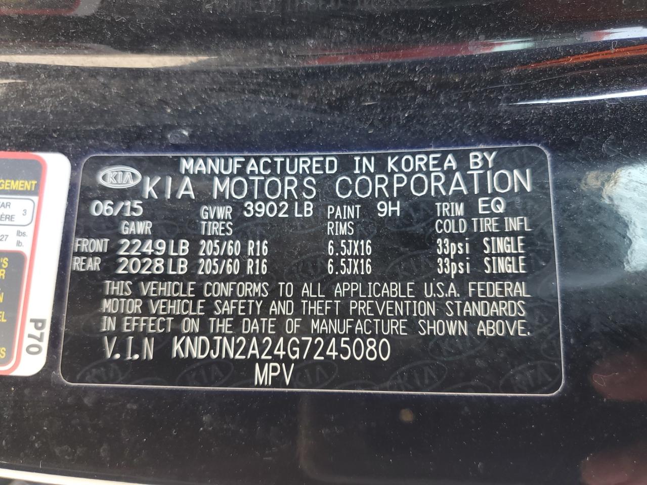 2016 Kia Soul VIN: KNDJN2A24G7245080 Lot: 69576775