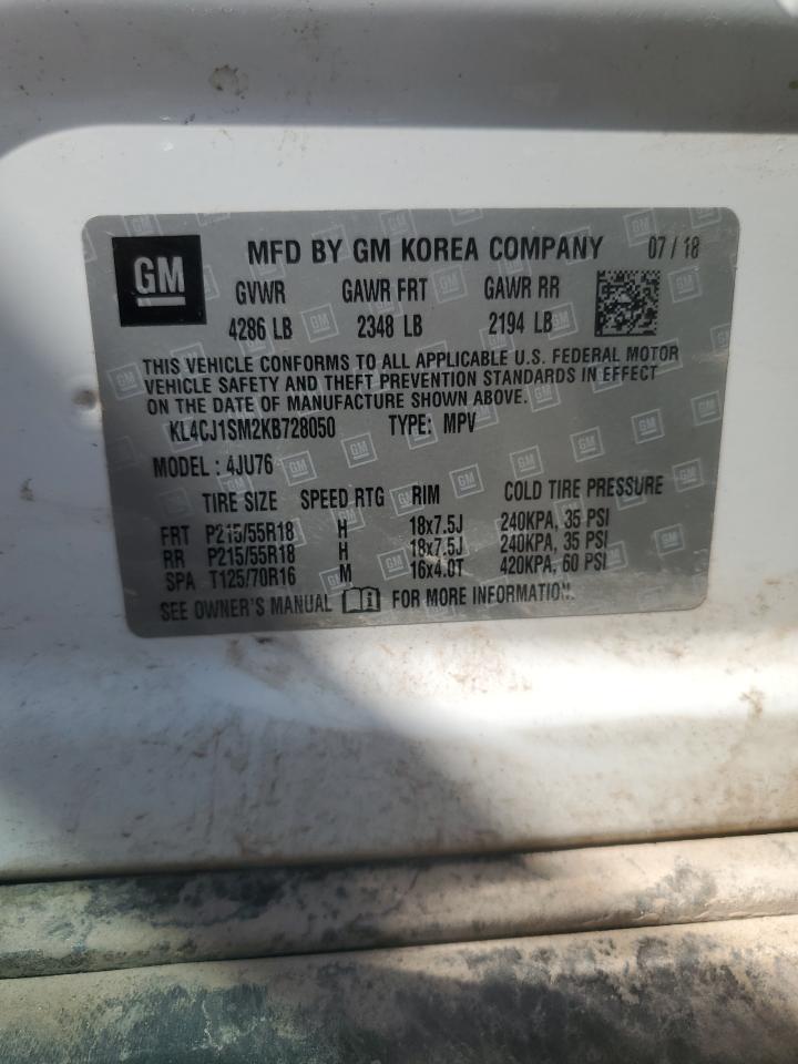 2019 Buick Encore Sport Touring VIN: KL4CJ1SM2KB728050 Lot: 64574635