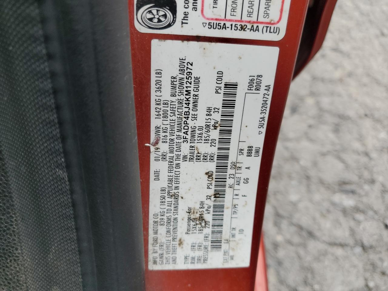 2019 Ford Fiesta Se VIN: 3FADP4BJ4KM125972 Lot: 68961405