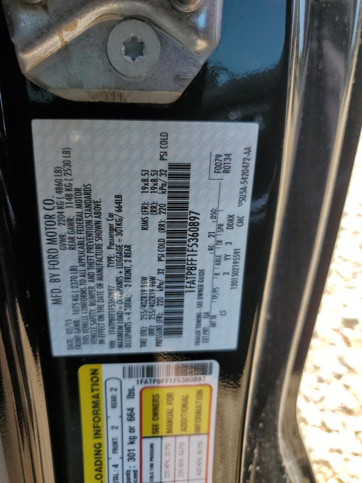 2015 Ford Mustang Gt VIN: 1FATP8FF1F5360897 Lot: 69818305