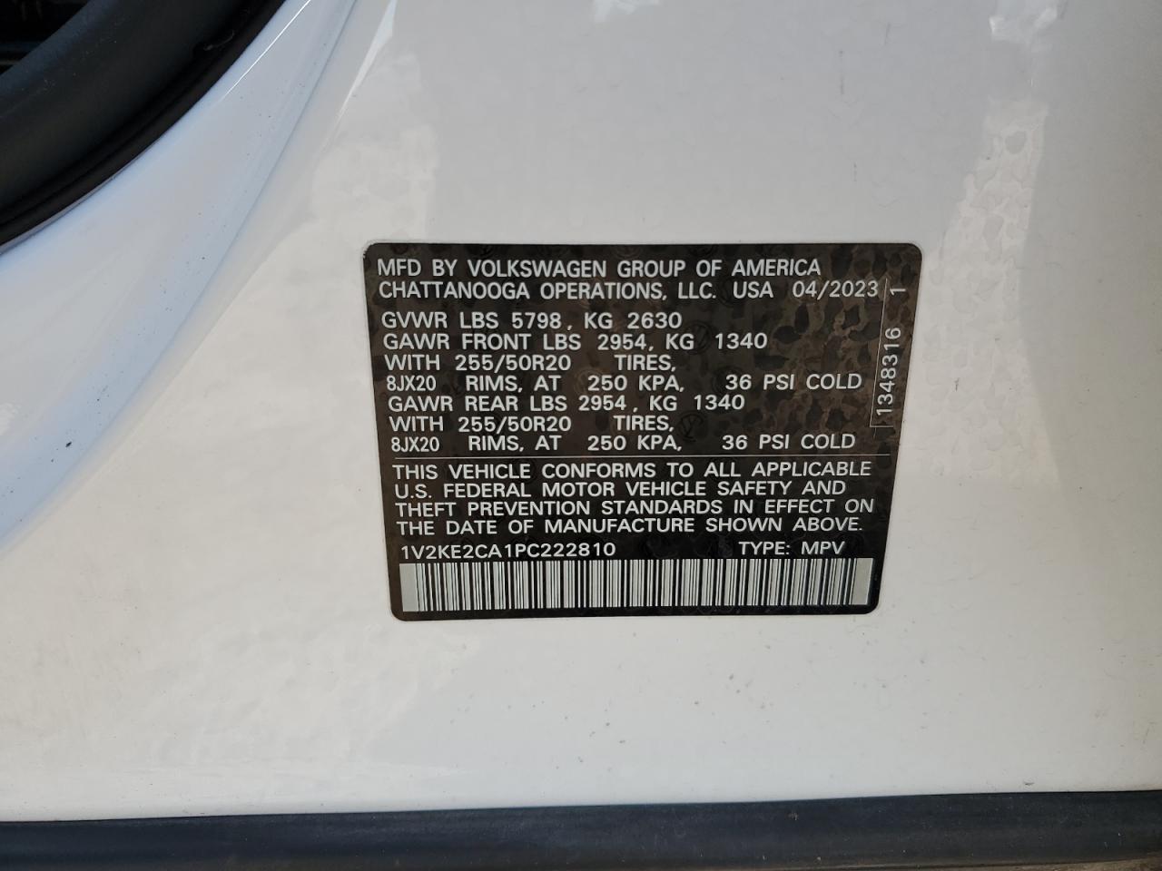 2023 Volkswagen Atlas Cross Sport Se VIN: 1V2KE2CA1PC222810 Lot: 69517285