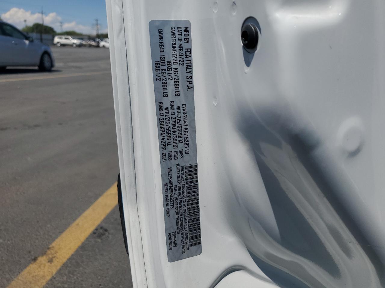 2022 Ram Promaster City Tradesman VIN: ZFBHRFAB1N6X85373 Lot: 67142735