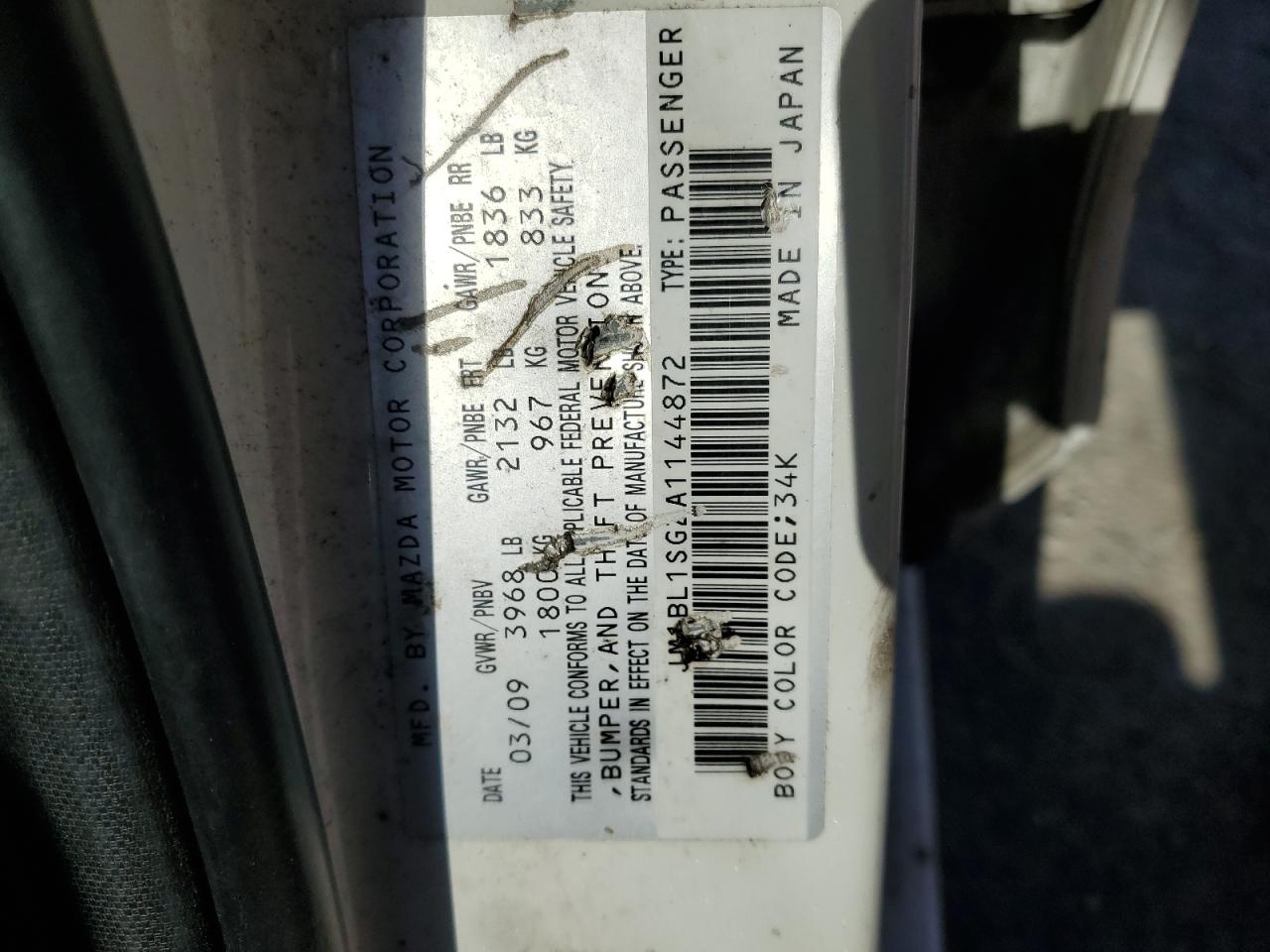 2010 Mazda 3 I VIN: JM1BL1SG2A1144872 Lot: 68559835