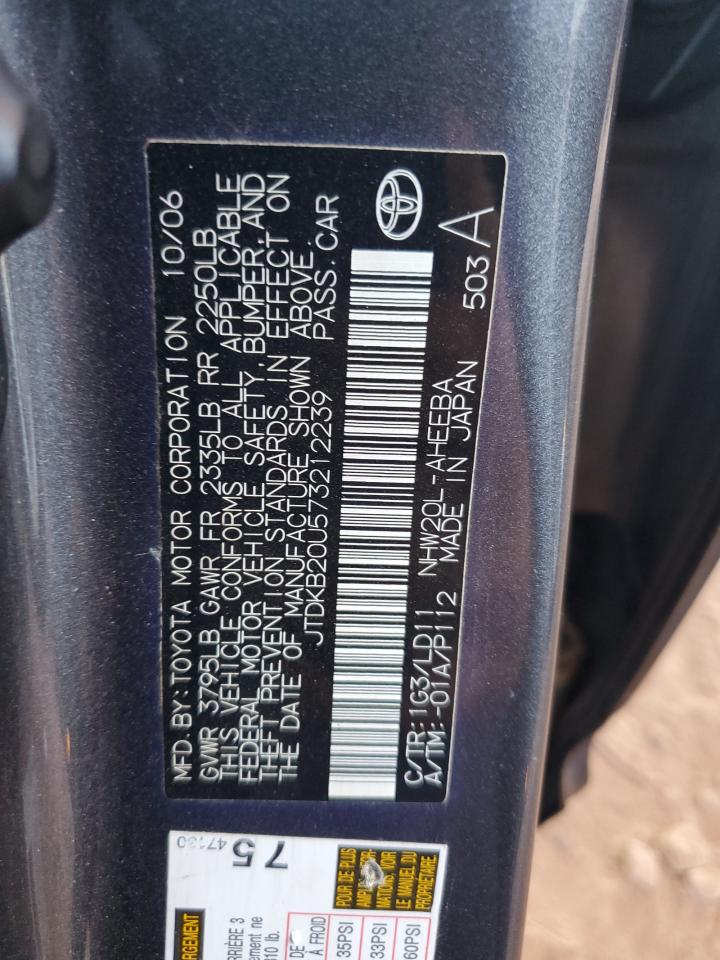 2007 Toyota Prius VIN: JTDKB20U573212239 Lot: 70228675