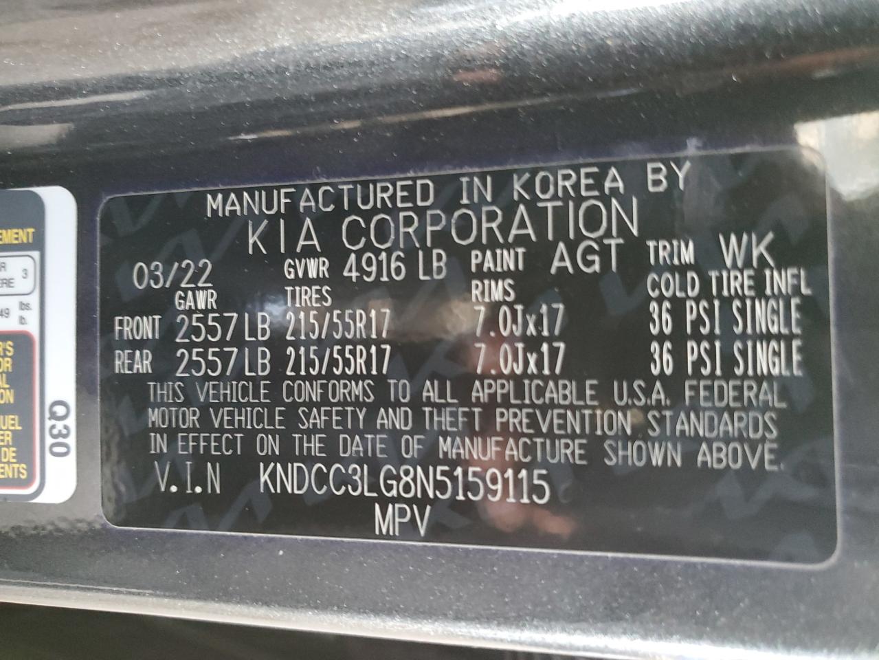 2022 Kia Niro S VIN: KNDCC3LG8N5159115 Lot: 68433775