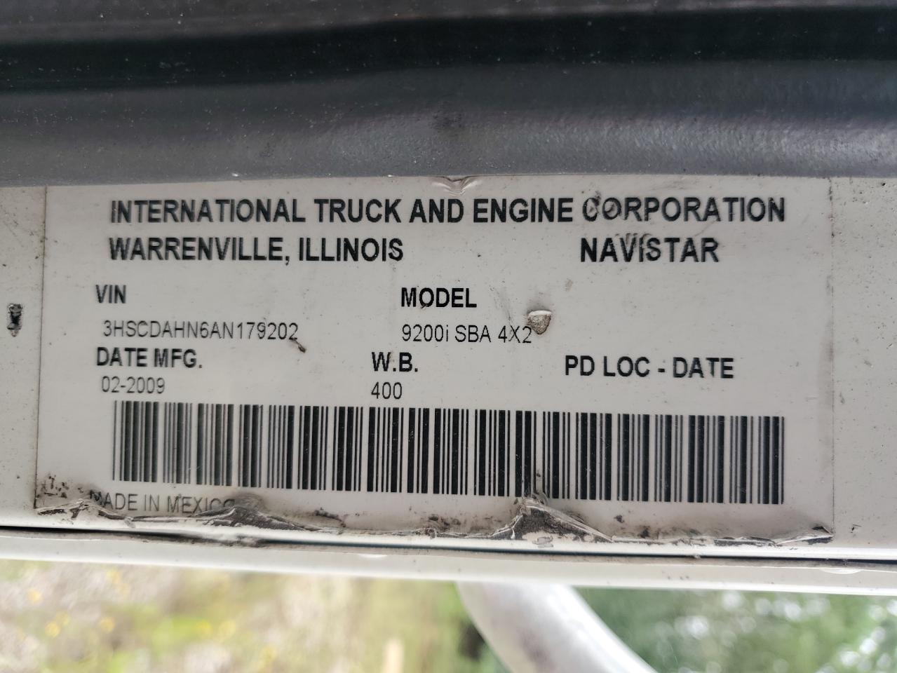 2010 International 9200 9200I VIN: 3HSCDAHN6AN179202 Lot: 71503955