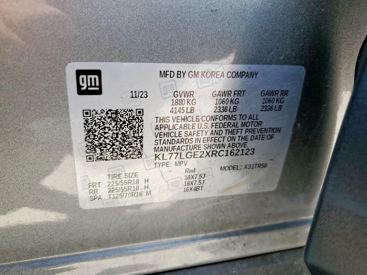 2024 Chevrolet Trax 1Rs VIN: KL77LGE2XRC162123 Lot: 70339565