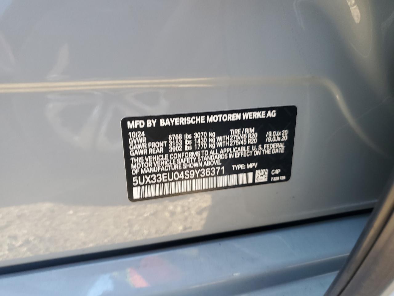 2025 BMW X5 M60I VIN: 5UX33EU04S9Y36371 Lot: 69824365