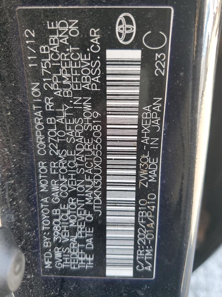 2013 Toyota Prius VIN: JTDKN3DUXD5560819 Lot: 65818505