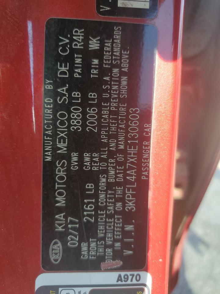 2017 Kia Forte Lx VIN: 3KPFL4A7XHE130603 Lot: 70346305