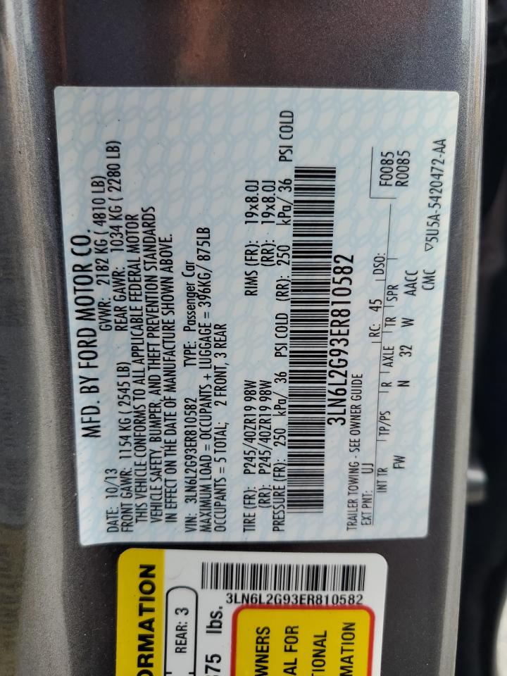 2014 Lincoln Mkz VIN: 3LN6L2G93ER810582 Lot: 67022135