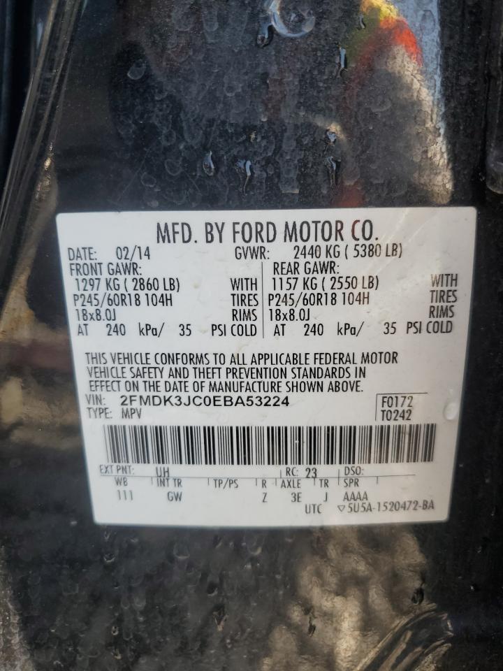 2014 Ford Edge Sel VIN: 2FMDK3JC0EBA53224 Lot: 70100175