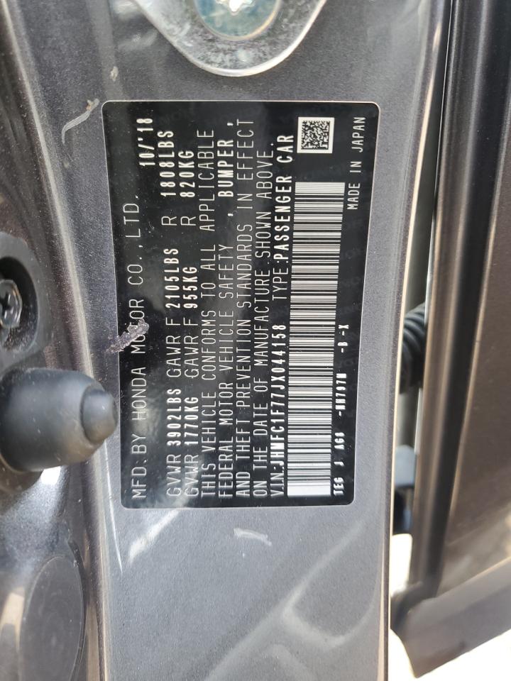 2018 Honda Civic Exl VIN: JHMFC1F77JX044158 Lot: 71030545