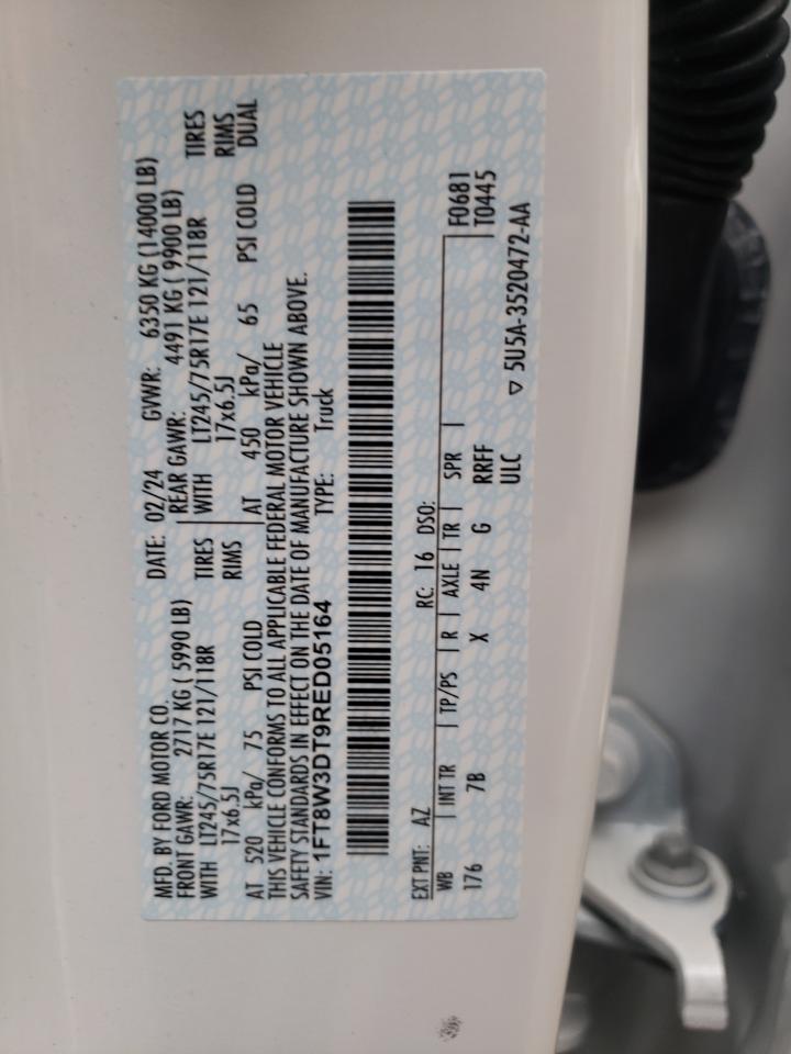 2024 Ford F350 Super Duty VIN: 1FT8W3DT9RED05164 Lot: 69111215