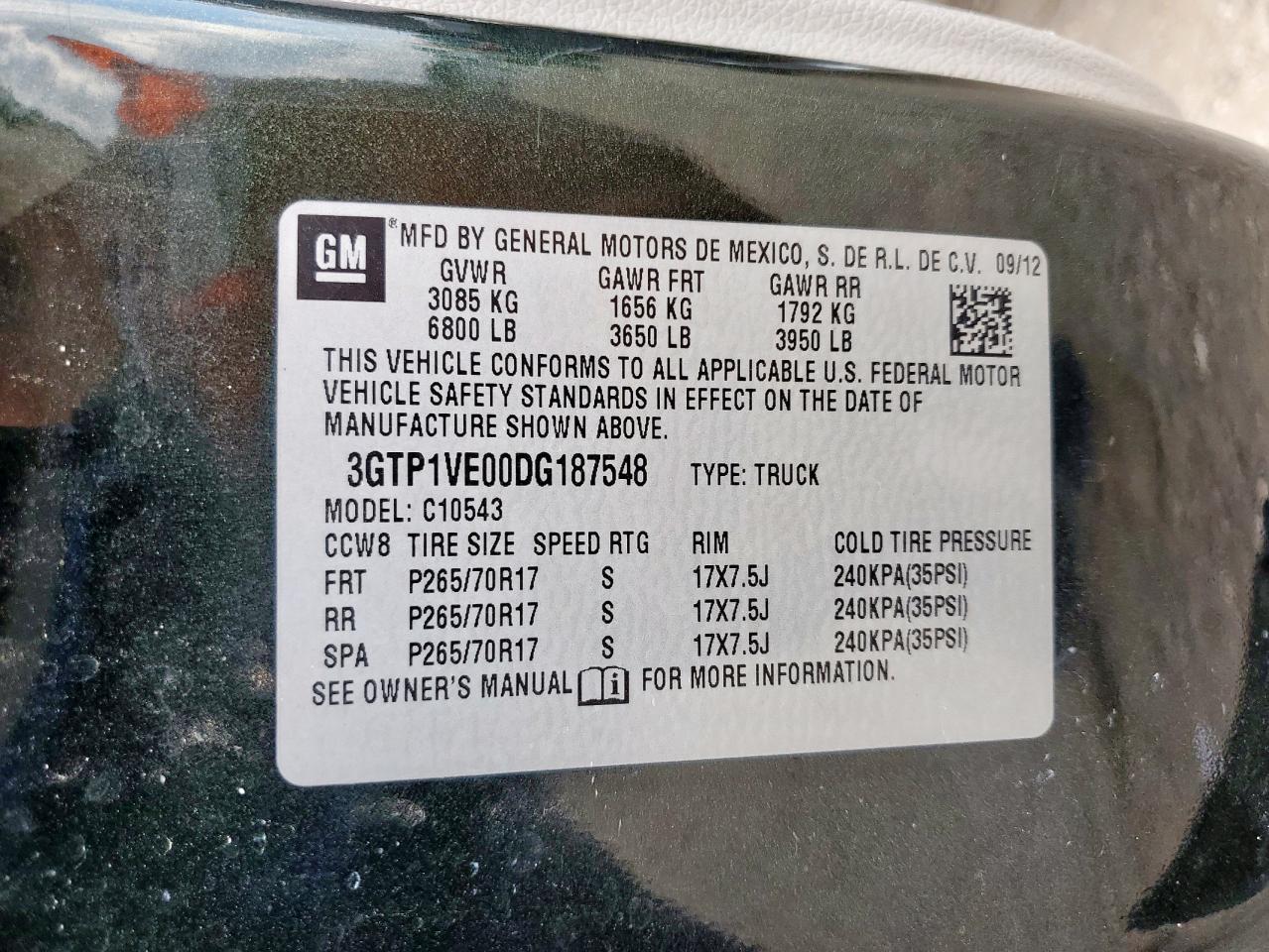 2013 GMC Sierra C1500 Sle VIN: 3GTP1VE00DG187548 Lot: 67858945