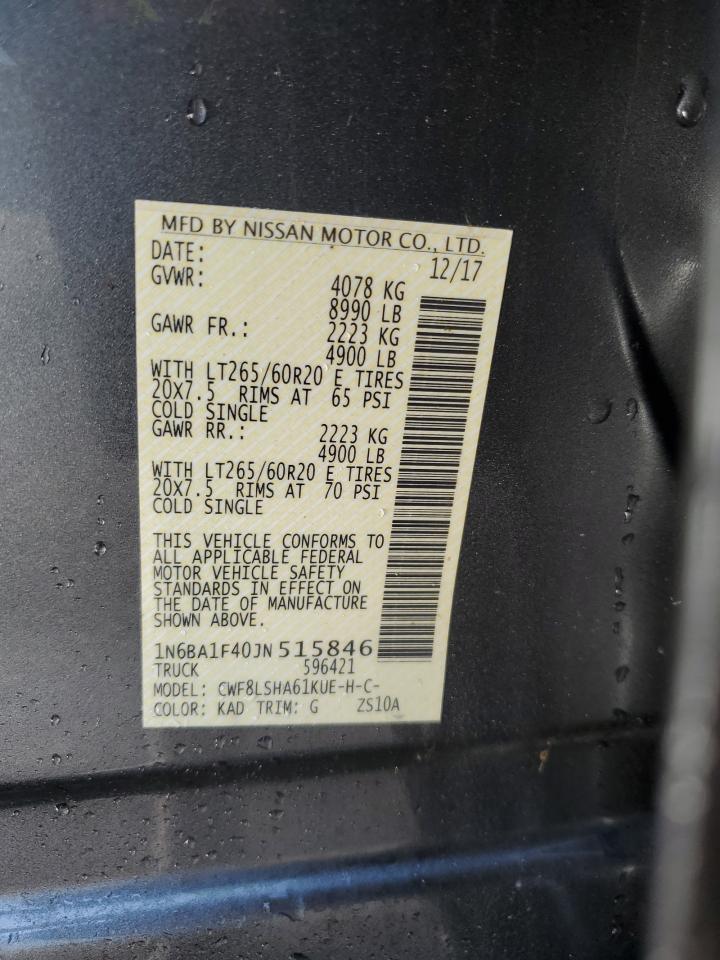 2018 Nissan Titan Xd Sl VIN: 1N6BA1F40JN515846 Lot: 66944935