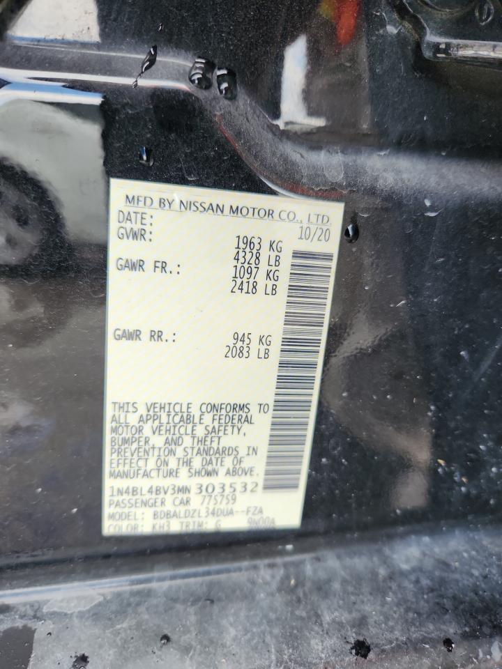 2021 Nissan Altima S VIN: 1N4BL4BV3MN303532 Lot: 70230505