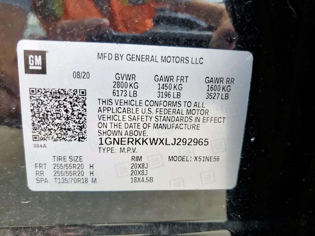 2020 Chevrolet Traverse Premier VIN: 1GNERKKWXLJ292965 Lot: 69957135