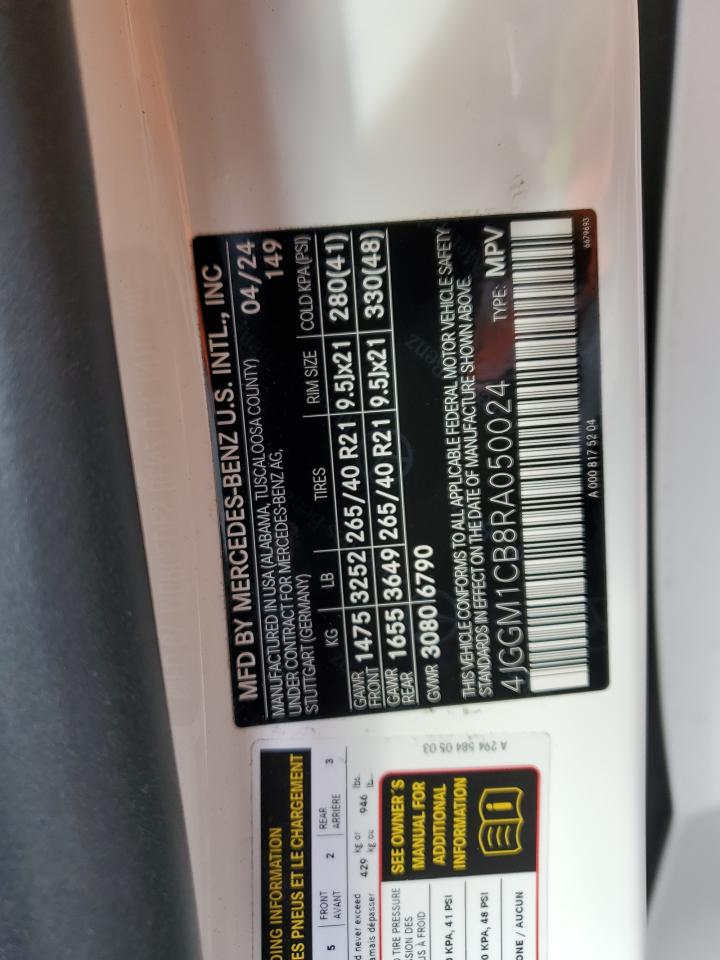 2024 Mercedes-Benz Eqe Suv 350 4Matic VIN: 4JGGM1CB8RA050024 Lot: 70057995