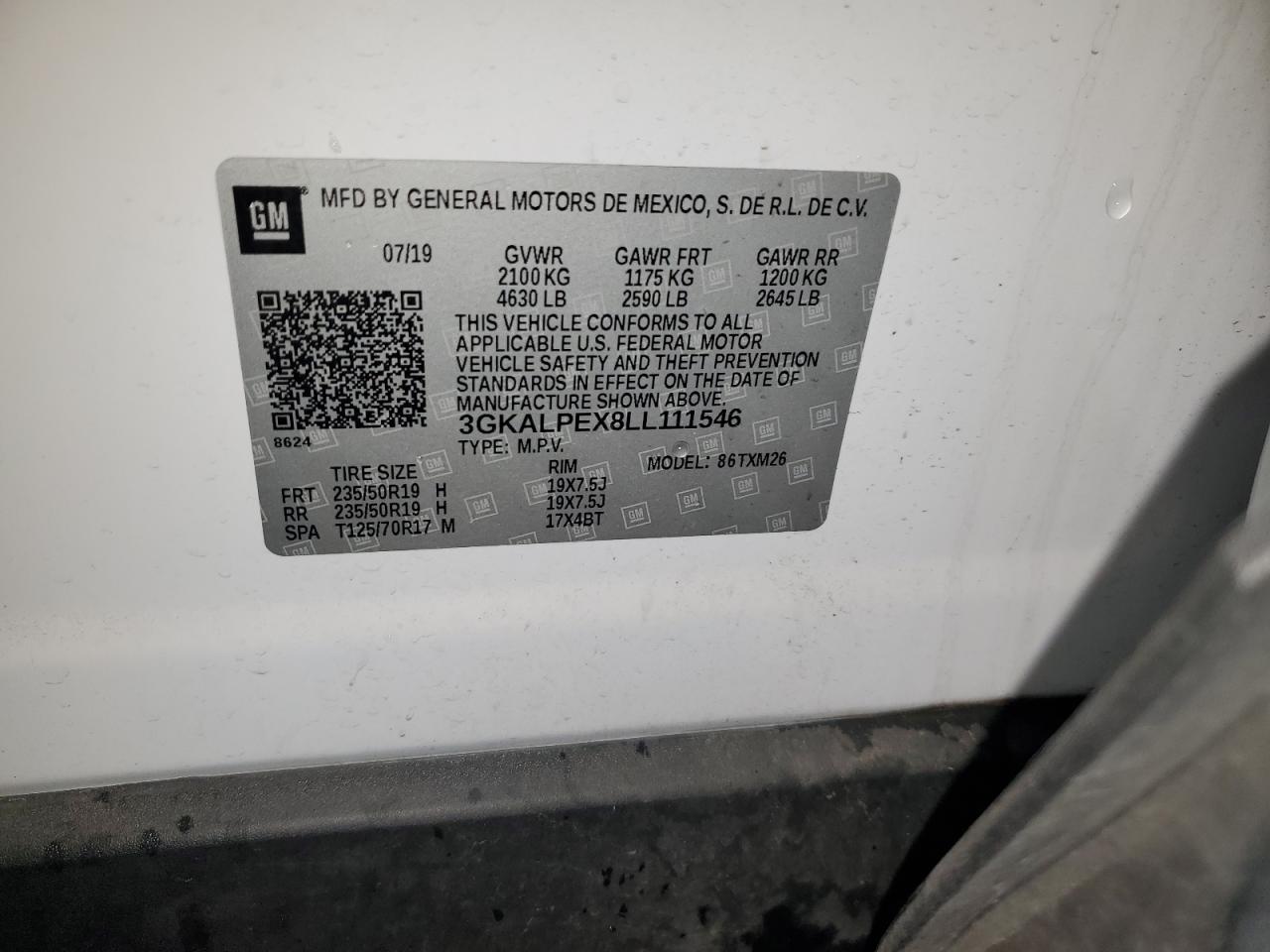 2020 GMC Terrain Slt VIN: 3GKALPEX8LL111546 Lot: 70553575