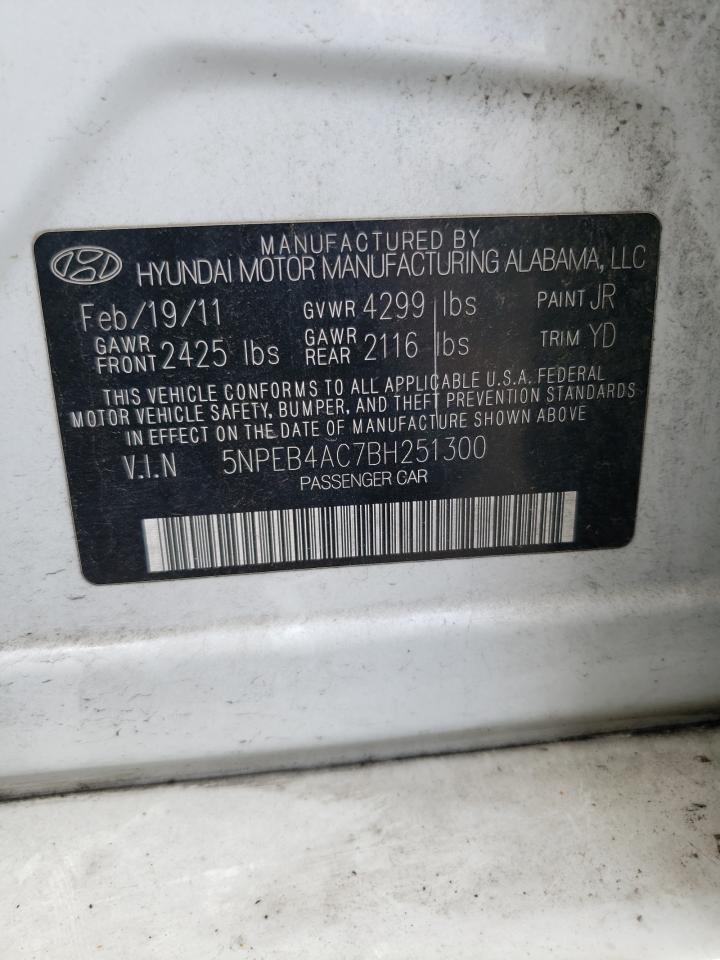2011 Hyundai Sonata Gls VIN: 5NPEB4AC7BH251300 Lot: 70504135